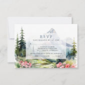 Dusty Blue Spring Mountains Wedding RSVP Card Karte (Vorderseite)