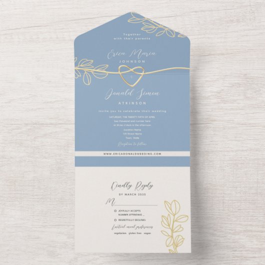 Dusty Blue Spring Wedding All-in-One Einladung (Innen Boden)