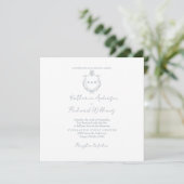 Dusty Blue Square Elegant Wedding  (Stehend Vorderseite)