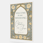 Dusty Blue Stained Glass Floral Wedding Welcome  Acrylschild (Winkel)