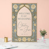 Dusty Blue Stained Glass Floral Wedding Welcome  Acrylschild (Hochzeit)