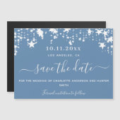 Dusty-Blue-Star-Hochzeit speichern Sie den Datums- Magneteinladung (Vorne/Hinten)
