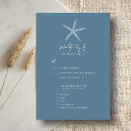 Dusty Blue Starfish Beach Hochzeit in Urlaubsort RSVP Karte
