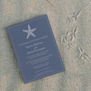 Dusty Blue Starfish Hochzeitseinladung Einladung