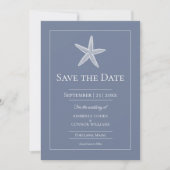 Dusty Blue Starfish Monogram Foto Save The Date (Vorderseite)