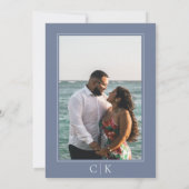 Dusty Blue Starfish Monogram Foto Save The Date (Rückseite)