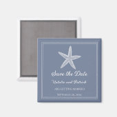 Dusty Blue Starfish Speichern Sie das Date Magnet (Vorderseite/Rückseite)