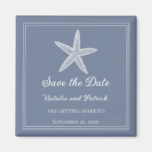 Dusty Blue Starfish Speichern Sie das Date Magnet