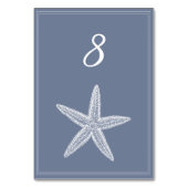 Dusty Blue Starfish Tischnummer Card (Rückseite)