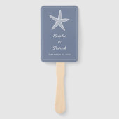 Dusty Blue Starfish Wedding Hand Fans Fächer (Vorderseite)