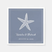 Dusty Blue Starfish Wedding Serviette (Vorderseite)