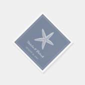 Dusty Blue Starfish Wedding Serviette (Ecke)