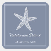 Dusty Blue Starfish Wedding Stickers (Vorderseite)
