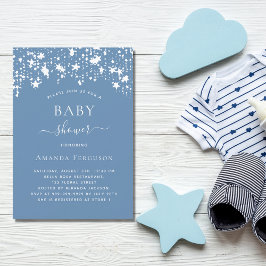 Dusty Blue Stars Baby Dusche Einladungspostkarte