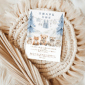 Dusty Blue Storybook Forest Baby Shower Dankeskarte