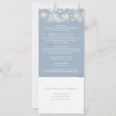 Dusty Blue String Leuchten in einer Hochzeit Einladung (Rückseite)