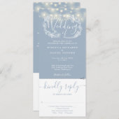 Dusty Blue String Leuchten in einer Hochzeit Einladung (Vorne/Hinten)
