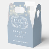 Dusty Blue String Lights Floral Wedding Geschenkschachtel (Geöffnet)