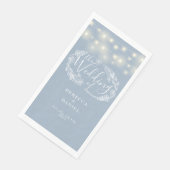 Dusty Blue String Lights Floral Wedding Serviette (Ecke)