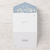 Dusty Blue String Lights Foliage Floral Wedding All In One Einladung (Außenbereich)