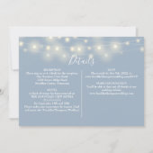 Dusty Blue String Lights Foto in einer Hochzeit Einladung (Rückseite)