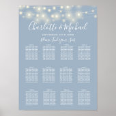 Dusty Blue String Lights Hochzeitsdiagramm Poster (Vorne)