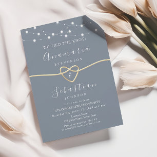 Dusty Blue String Lights Hochzeitsempfang Einladung