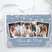 Dusty Blue String Lights Lace 3 Foto Save The Date