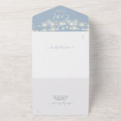 Dusty Blue String Lights Moderne Script Wedding All In One Einladung (Außenbereich)