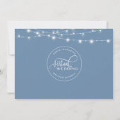 Dusty Blue, String Lights, Online Virtual Wedding Einladung (Rückseite)