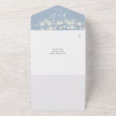 Dusty Blue String Lights QR Code Wedding All In One Einladung (Außenbereich)