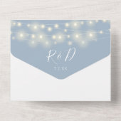 Dusty Blue String Lights QR Code Wedding All In One Einladung (Rückseite)