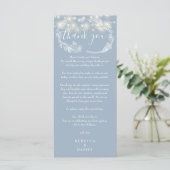 Dusty Blue String Lights Vielen Dank Platzkarte Menükarte (Stehend Vorderseite)