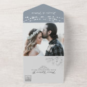 Dusty Blue String Lights Wedding All In One Einladung (Außenbereich)