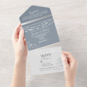 Dusty Blue String Lights Wedding All In One Einladung (Abreißen)