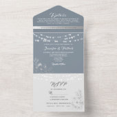 Dusty Blue String Lights Wedding All In One Einladung (Innen Boden)