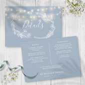 Dusty Blue String Lights Wedding Details Card Einladung