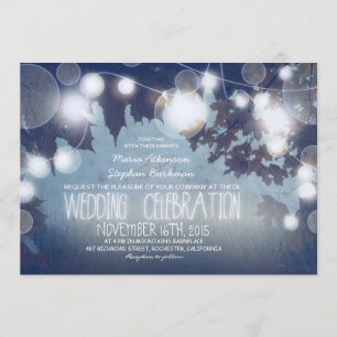 Dusty Blue String of Lights Wedding Night Einladung
