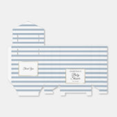 Dusty Blue Stripe Elegante Gold Baby Dusche Geschenkschachtel (Ungefaltet)