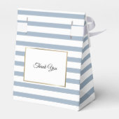 Dusty Blue Stripe Elegante Gold Baby Dusche Geschenkschachtel (Rückseite)
