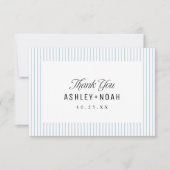 Dusty Blue Striped Elegance Classy Wedding Dankeskarte (Vorderseite)