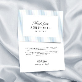 Dusty Blue Striped Elegance Classy Wedding Dankeskarte