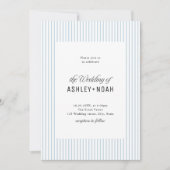 Dusty Blue Striped Elegance Classy Wedding Einladung (Vorderseite)