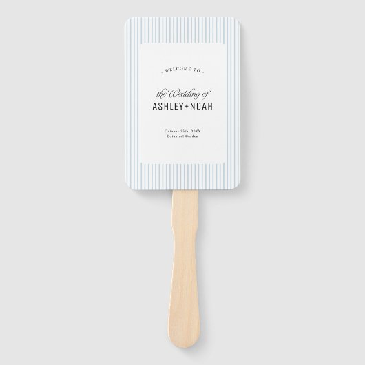 Dusty Blue Striped Elegance Classy Wedding Program Fächer (Vorderseite)