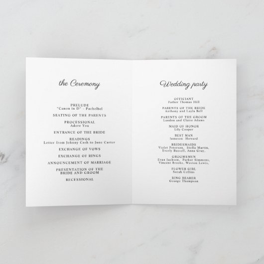 Dusty Blue Striped Elegance Classy Wedding Programm (Innenseite)