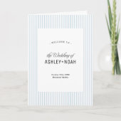 Dusty Blue Striped Elegance Classy Wedding Programm (Vorderseite)