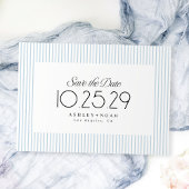 Dusty Blue Striped Elegance Classy Wedding Save The Date