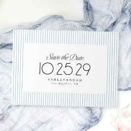 Dusty Blue Striped Elegance Classy Wedding Save The Date