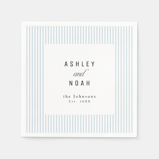 Dusty Blue Striped Elegance Classy Wedding Serviette (Vorderseite)