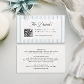 Dusty Blue Striped QR Code Classy Wedding Details Platzkarte